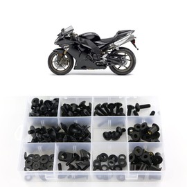Xitomer Motorbike Full Sets Fairing Bolts Kits Fit for ZX-10R 2006 2007,Mounting Kits Washers/Nuts/Fastenings/Clips/Grommets (Matte Black)