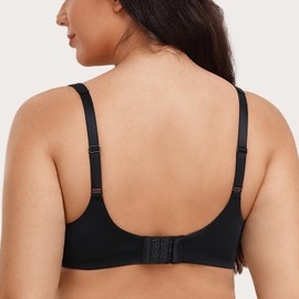 MELENECA Women's Plus Size Minimizer Underwire Full Coverage Unlined Seamless Cup Bras Black 44E