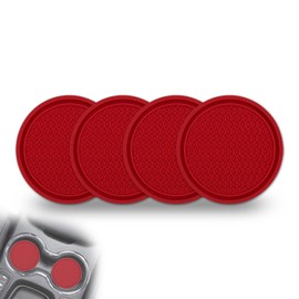 Msyuusr 4PCS Car Cup Holder Coaster, Silicone Honeycomb Auto Anti Slip Insert Coaster, Universal Car Accessories for Most Car Interior (Red)