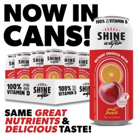 ShineWater Vitamin D Hydration Electrolyte Drink, Fruit Punch 12 Pack, Sugar Free Naturally Flavored Water, Magnesium, Zinc, Vitamin B12, Folic Acid, Plant Based Antioxidants, Low Calorie