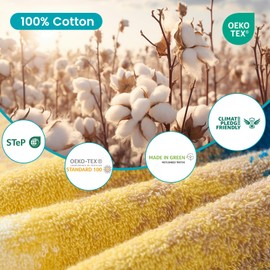 SEMAXE 6-Piece Colorful Bathroom Towel Set - 100% Cotton, 2 Bath Towels, 2 Hand Towels, 2 Washcloths, Lighter Weight, Ultra-Soft and Super Absorbent