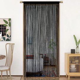 HSYLYM String Door Curtain Window Decoration Room Divider Decoration Single Curtain for Windows 90 x 200 cm Black