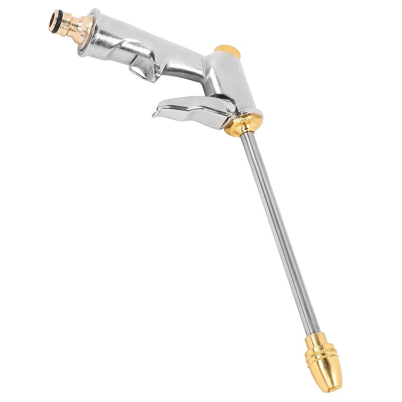 High Pressure Water Spray Gun Long Hose Brass Nozzle Adjustable
