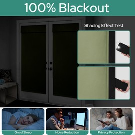 HOMEIDEAS 100% Blackout French Door Curtains, Privacy Door Curtains for Window, 30 X 40 Inch Room Darkening Blinds, Thermal Insulated Window Shades for Bedroom, 1 Panel, Sage Green