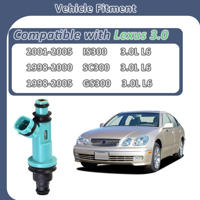 23250-46090 2JZ-GE 3.0L Fuel Injectors,Compatible with/Lexus 3.0 IS300 GS300 SC300