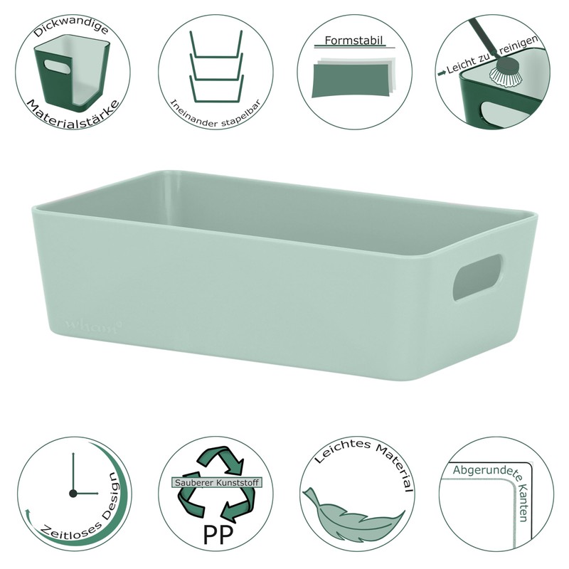 12 x Organiser Boxes, 6 cm High, Silver Green, 20