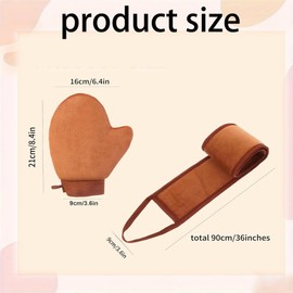 Fokmuaex 2-in-1 Self Tanner Applicator Kit with Back Applicator｜Hypoallergenic Microfiber Mitt & Elastic Cuff for Streak-Free Face/Body Tanning, Women & Men