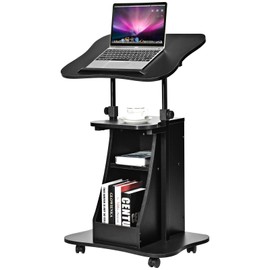 Lift Table, Computer, Mobile, Height Workstation, Adjustable Standing Laptop Desk with Rolling Casters, Black
