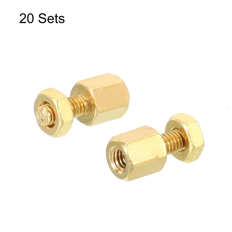 PATIKIL 5mm+6mm M2.5 Standoff Screws, 40 Pack Brass Hex PCB