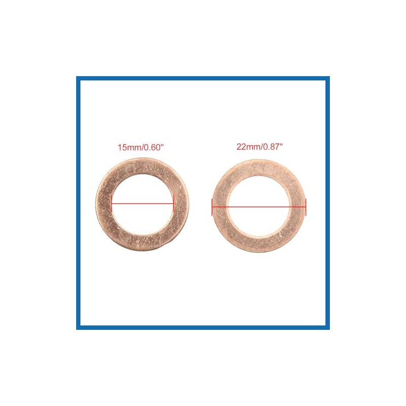 A ABSOPRO 15mm Inner Dia Copper Washers Flat Car Sealing