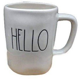 Rae Dunn White Ceramic Mugs Coffee Cup (Hello)