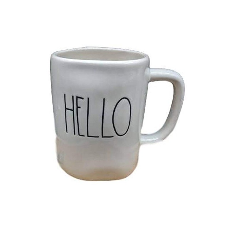 Rae Dunn White Ceramic Mugs Coffee Cup (Hello)