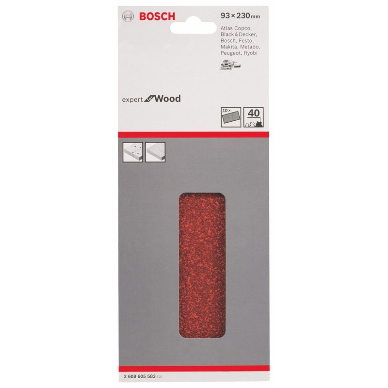 Bosch 2608605583 Sander Sheet for Wood, Unpunched Clamped, 93mm x