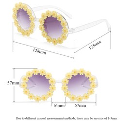 Round Flower Sunglasses for Girls with Strap Girls Flower Shaped Cute Glasses UV 400 Protection Outdoor Beach Girl Boy