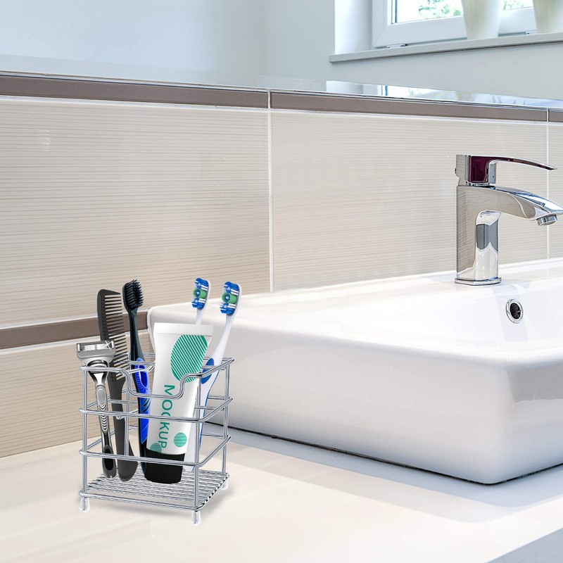 Toothbrush Holder Stainless Steel Rustproof Bathroom Electric Toothbrush Holder Toothpaste