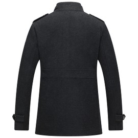 wantdo Men's Wool Melton Walking Coat Windproof Jacket Overcoat Black S