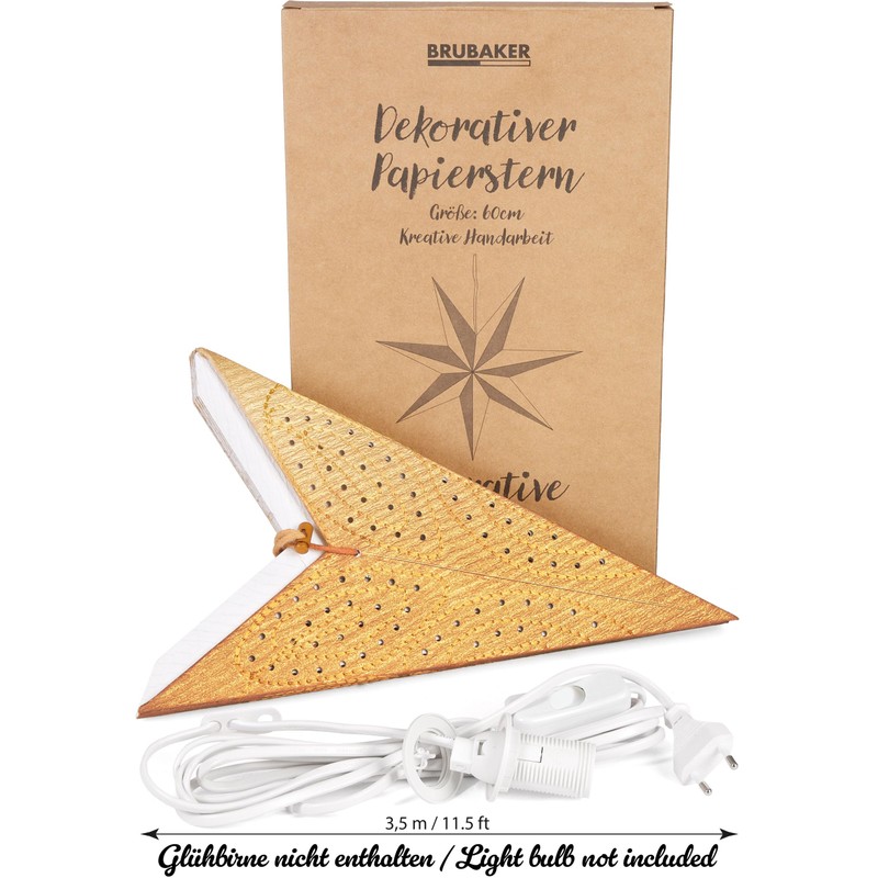 Brubaker 60 cm Paper Christmas Star for Hanging - Window