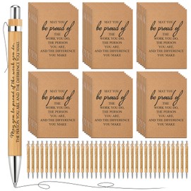 Kosiz Christmas Employee Appreciation Gifts Inspirational Retractable Bamboo Pens and Pocket Kraft Thank You Notebooks Inspirational Gift for Volunteers (May You Be Proud of the Work You Do,72 Pcs)