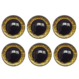 Teensery 50 Pcs 12mm Glitter Plastic Safety Eyes Premium Half Round Eyes for DIY Craft Making (Gold)