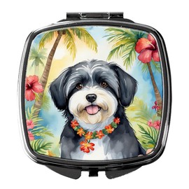 Caroline's Treasures Havanese Luau Compact Mirror Decorative Travel Makeup Mirror for Women Girls Gifts Pocket Makeup Mirror Folding Handheld