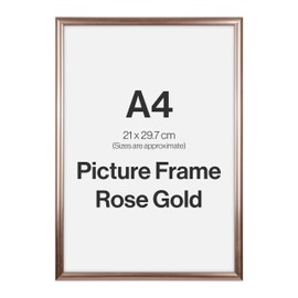 Modern Rose Gold A4 Photo Frame for A4 (21 x 29.7cm) Photos or Pictures, Plexi Glass, Freestanding or Wall Mounted Landscape or Portrait