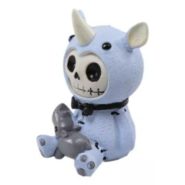 Ebros Gift Furry Bones Safari African Rhino Skeleton Figurine 3"H Rhinoceros Furrybones