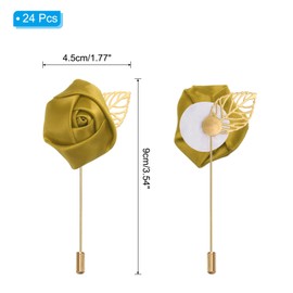 PATIKIL Rose Boutonnieres, 24 Pack Groom Wedding Boutonnieres Pocket Handmade Flower Lapel Pin Boutonnieres for Men Wedding Ceremony Party Prom, Gold