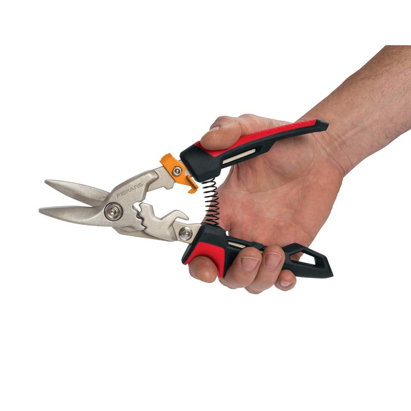 Fiskars PowerGear Aviation Snip Left Cut, 40% More Power, Length
