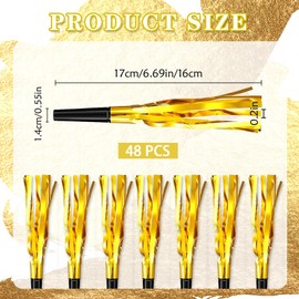 Gold Noise Makers Blowers Noisemakers - New Year's Eve Party Supplies – A set of 48 Sparkling Gold Noise Makers for Exciting Sporting Events and Joyful Celebrations
