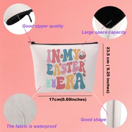 KUIYAI Happy Easter Day Cosmetic Bag Easter Season Makeup Bag Easter Bunny Gift Easter Egg Gift In My Easter Era Gift For Jesus Lovers (EasterEraMakeup)