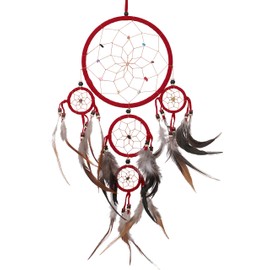 GURU SHOP Dream Catcher with Semi-Precious Stones - Red Diameter 27 cm Dreamcatcher Mobile