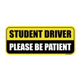 GEEKBEAR Student Driver Car Magnet - Colorful, Reflective, Weather-Resistant - Rectangular 8.7 x 3.5 in (Yellow/Black)