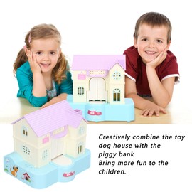 Money Bank, Coines Bank Dog Piggy Bank Doghouse Money Saving Box Funny Electric Automatic Stealing Coines Bank Toy Doggy Saving Box with Light Music Effects for Kids (Blue Lucky Dog)