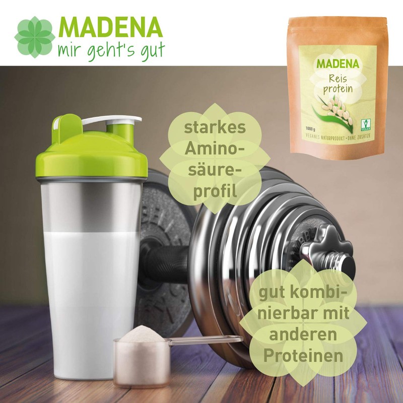 MADENA Rice protein, 87% protein content, 1 kg vegan protein,
