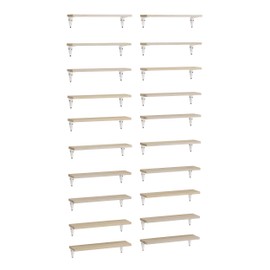 Wallniture Arras 17"x4.5" Floating Shelves for Wall, Shelves for Garage Storage, Wall Bookshelf, Pantry & Kitchen Shelving, Wall Shelves for Living Room, Natural Wood, Set of 20