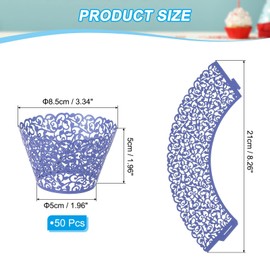 PATIKIL Cupcake Wrappers Paper, 50 Pack Baking Cups Standard Vine Decoration for Anniversary Birthday Weddings and Parties, Navy Blue