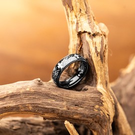 XIIDENG Men's and Women's Tungsten Ring Cross Exquisite Pattern 6 mm（10）