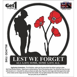 Poppy Car Window Sticker with Soldier and 3 Poppies - in Support of Veterans Lifeline - All Gave Some, Some Gave All
