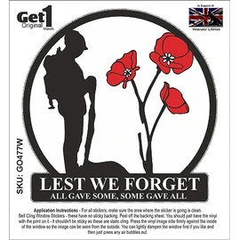 Poppy Car Window Sticker with Soldier and 3 Poppies - in Support of Veterans Lifeline - All Gave Some, Some Gave All