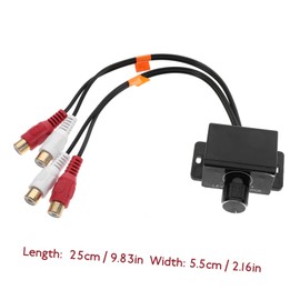 GLEAVI Universal RCA Audio Volume Control Knob for Car Amplifier 2 RCA Input Adjustable Bass Level Controller for Car Audio and Motorcycle