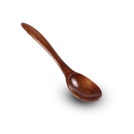 Mein HERZ 6 Pcs Natural Wooden Spoon, Honey Coffee spoon, Janpanese Style Kitchen Utensil Long Handle Nanmu Wood Soup Spoons Set for Eating Mixing Stirring Cooking With Box 【5.5inch, Brown】