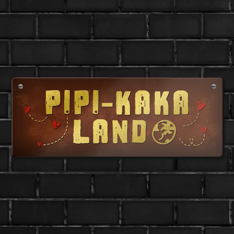 Toiletten Metal Sign with Toilet Motif and Saying "Pipi-Kaka-Land"