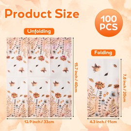GROBRO7 Fall Theme Wildflower Napkins - 100 Pcs Floral Plants Bird Pattern Disposable Guest Towels 3 Ply Bathroom Restaurant Hand Tissue Paper for Autumn Picnic Birthday Holiday Party Table Supplies