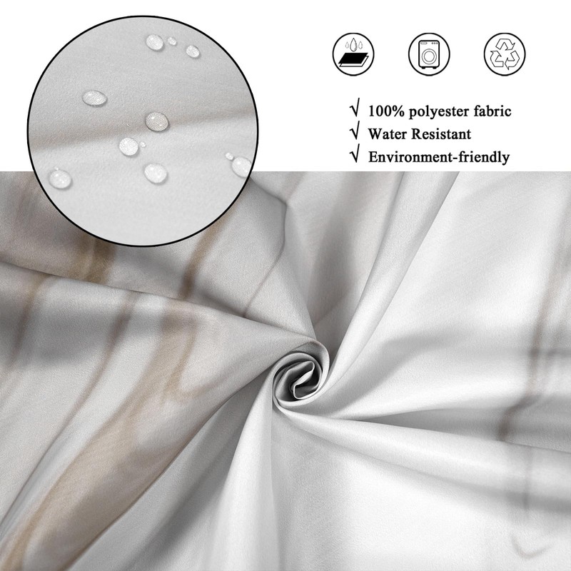 GCIREC Brown Marble Shower Curtain, Grey Brown Modern Abstract Wave