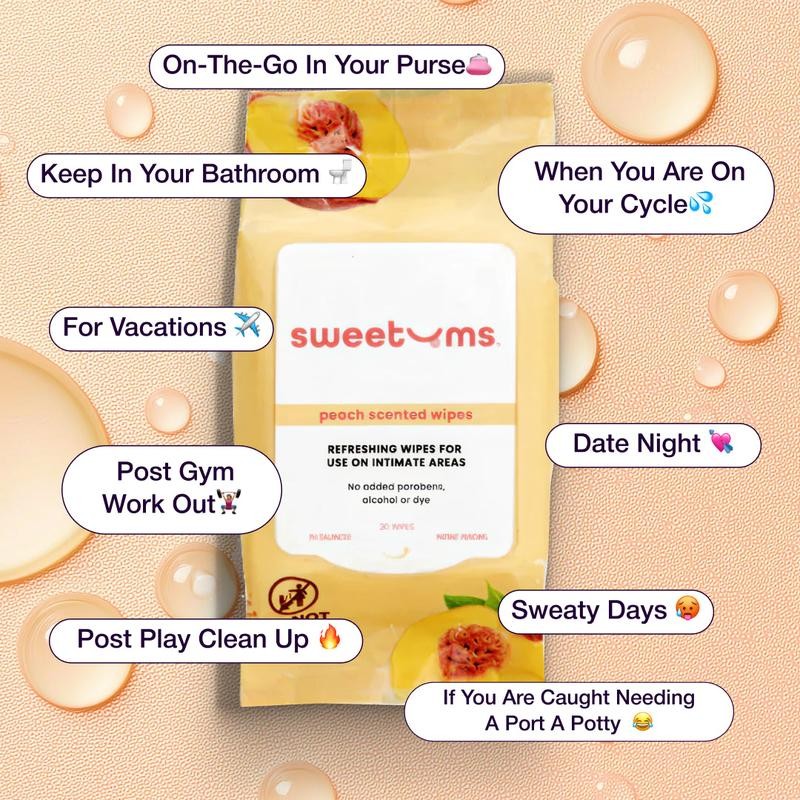 SWEETUMS Daily Wipes Bundle Three 30-Count Packs in Rose, Peach