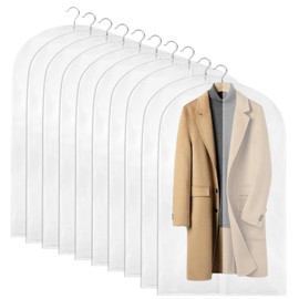 Zythrem Pack of 10 PEVA Washable Clothing Envelopes Clothing Cover 60 x 100 cm Transparent Dust Covers Zippered Clothes Case Coat Covers