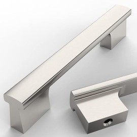 Amerdeco Pack of 10 Furniture Handles, Brushed Nickel, 96 mm Hole Spacing, Aluminium Alloy Drawer Handles & Cabinet Handles for Kitchen Cabinets & Wardrobes UK0048