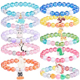 Alomois 10pcs Girls Bracelet for Teen Animal Beaded Bracelets Girls Jewelry Set for Goodies Bag Stuffers Fillers Birthday Party Favors
