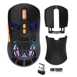 Solakaka SM802 Wireless Gaming Mouse Hot Swappable, RGB Backlight, USB Charging, Tri-Mode Connection, with 2 Sets of Micro Switches (Gaming Switch and Office Silent Switch) Office Gaming Accessories Mouse Gaming - Color: black