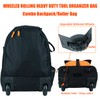 KUNN Rolling Tool Bag 37Pockets Wheeled Tool Backpack with Widen